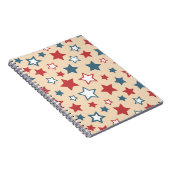 Red and Blue Stars, 4th of July, Beige Background Notizblock (Rechte Seite)