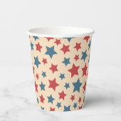 Red and Blue Stars, 4th of July, Beige Background Pappbecher (Rückseite)