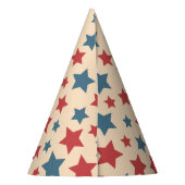 Red and Blue Stars, 4th of July, Beige Background Partyhütchen (Rückseite)