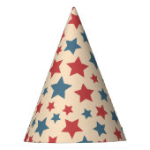 Red and Blue Stars, 4th of July, Beige Background Partyhütchen (Vorderseite)