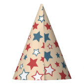 Red and Blue Stars, 4th of July, Beige Background Partyhütchen (Rückseite)