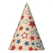 Red and Blue Stars, 4th of July, Beige Background Partyhütchen (Links)