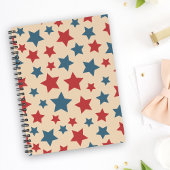 Red and Blue Stars, 4th of July, Beige Background Planer