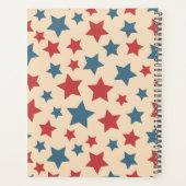 Red and Blue Stars, 4th of July, Beige Background Planer (Rückseite)