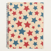 Red and Blue Stars, 4th of July, Beige Background Planer (Vorderseite)