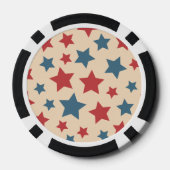 Red and Blue Stars, 4th of July, Beige Background Pokerchips (Rückseite)