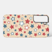 Red and Blue Stars, 4th of July, Beige Background Samsung Galaxy Hülle (Rückseite (Horizontal))