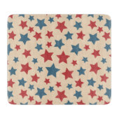 Red and Blue Stars, 4th of July, Beige Background Schneidebrett (Vorderseite)