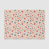 Red and Blue Stars, 4th of July, Beige Background Seidenpapier (Vorderseite)