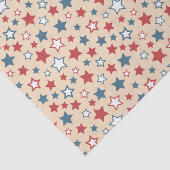 Red and Blue Stars, 4th of July, Beige Background Seidenpapier (Ausschnitt)