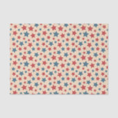 Red and Blue Stars, 4th of July, Beige Background Seidenpapier (Vorderseite)