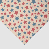 Red and Blue Stars, 4th of July, Beige Background Seidenpapier (Ausschnitt)