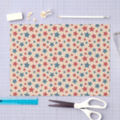 Red and Blue Stars, 4th of July, Beige Background Seidenpapier (Handwerk)