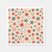 Red and Blue Stars, 4th of July, Beige Background Serviette (Vorderseite)