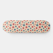 Red and Blue Stars, 4th of July, Beige Background Skateboard (Horizontal)