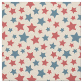 Red and Blue Stars, 4th of July, Beige Background Stoff (Muster)