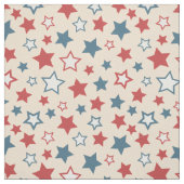 Red and Blue Stars, 4th of July, Beige Background Stoff (Muster)