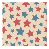Red and Blue Stars, 4th of July, Beige Background Würfel (Rechts)