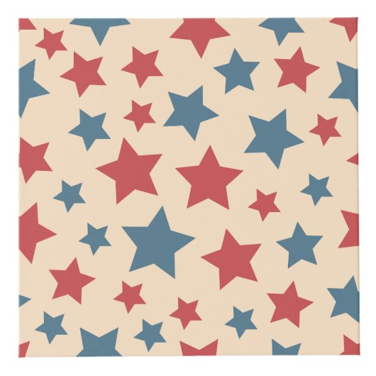 Red and Blue Stars, 4th of July, Beige Background Würfel (Vorderseite)