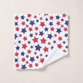 Red and Blue Stars, 4th of July, White Background Badhandtuch Set (Waschlappen)