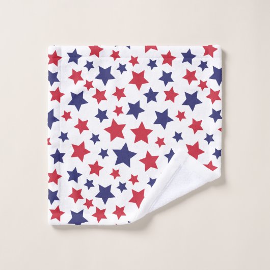 Red and Blue Stars, 4th of July, White Background Badhandtuch Set (Waschlappen)