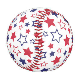Red and Blue Stars, 4th of July, White Background Baseball