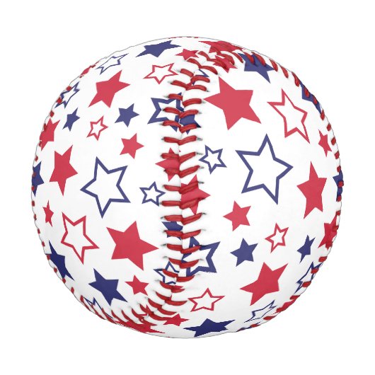 Red and Blue Stars, 4th of July, White Background Baseball (Schrägansicht)