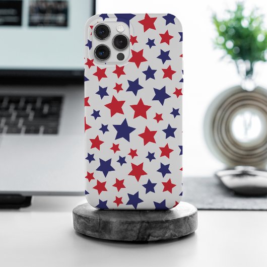 Red and Blue Stars, 4th of July, White Background Case-Mate iPhone Hülle