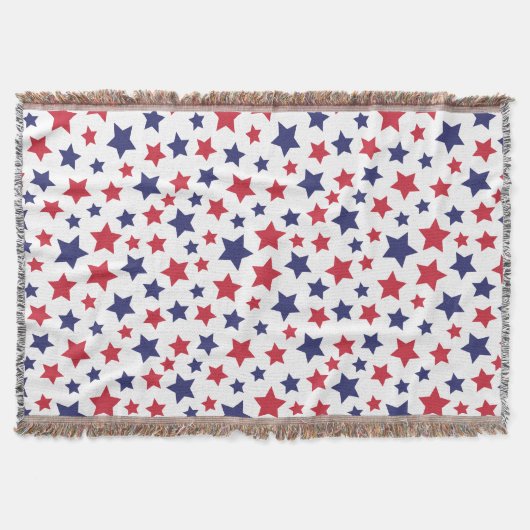 Red and Blue Stars, 4th of July, White Background Decke (Vorderseite)