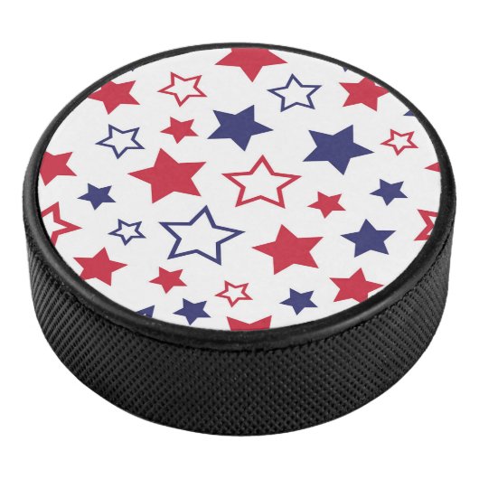 Red and Blue Stars, 4th of July, White Background Eishockey Puck (3/4)