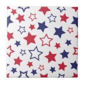 Red and Blue Stars, 4th of July, White Background Fliese (Vorderseite)