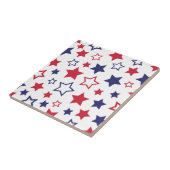 Red and Blue Stars, 4th of July, White Background Fliese (Seite)