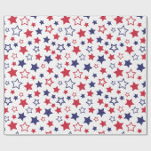 Red and Blue Stars, 4th of July, White Background Geschenkpapier (Flach)
