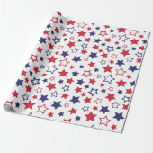 Red and Blue Stars, 4th of July, White Background Geschenkpapier (Ungerollt)
