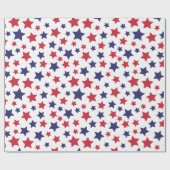 Red and Blue Stars, 4th of July, White Background Geschenkpapier (Flach)