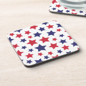 Red and Blue Stars, 4th of July, White Background Getränkeuntersetzer (Linke Seite)