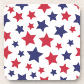Red and Blue Stars, 4th of July, White Background Getränkeuntersetzer (Vorderseite)