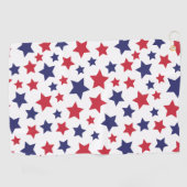 Red and Blue Stars, 4th of July, White Background Golfhandtuch (Horizontal)