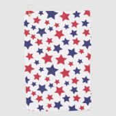 Red and Blue Stars, 4th of July, White Background Golfhandtuch (Vorderseite)