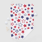 Red and Blue Stars, 4th of July, White Background Golfhandtuch (Insitu)