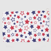 Red and Blue Stars, 4th of July, White Background Golfhandtuch (Horizontal)