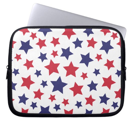 Red and Blue Stars, 4th of July, White Background Laptopschutzhülle (Vorderseite)