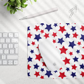 Red and Blue Stars, 4th of July, White Background Mousepad