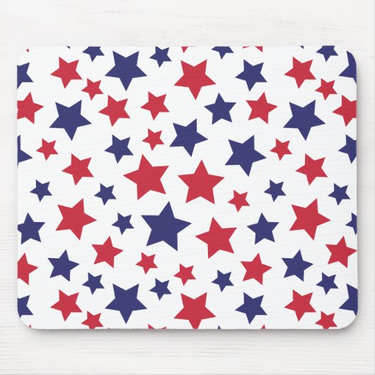 Red and Blue Stars, 4th of July, White Background Mousepad (Vorne)