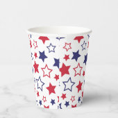 Red and Blue Stars, 4th of July, White Background Pappbecher (Rechts)