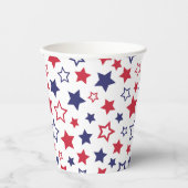 Red and Blue Stars, 4th of July, White Background Pappbecher (Vorderseite)