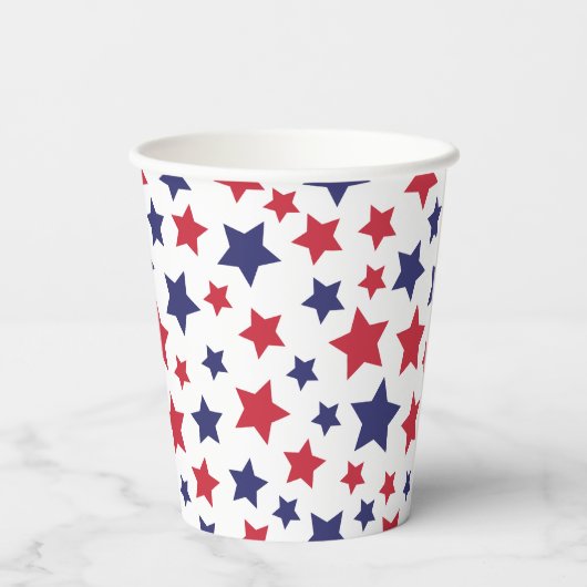 Red and Blue Stars, 4th of July, White Background Pappbecher (Rückseite)