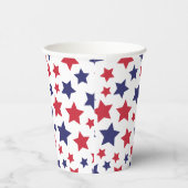 Red and Blue Stars, 4th of July, White Background Pappbecher (Rechts)