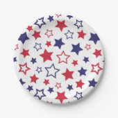 Red and Blue Stars, 4th of July, White Background Pappteller (Vorderseite)