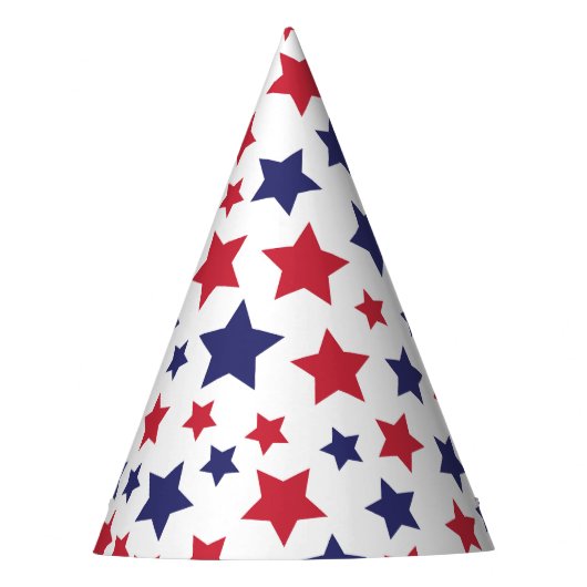 Red and Blue Stars, 4th of July, White Background Partyhütchen (Vorderseite)